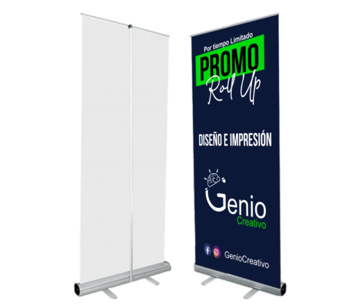 Porta Pendon Roll Up  Retráctil 1 X 2 Metros Aluminio