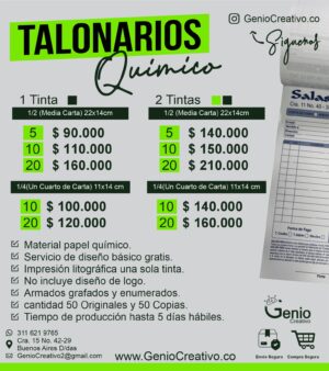 Talonarios en Químico