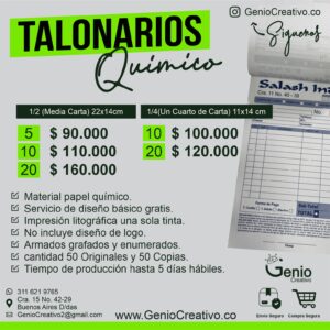 Talonarios en Químico