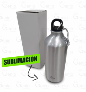 Caramañola Personalizada Metalica Blanca 600 Ml + Caja